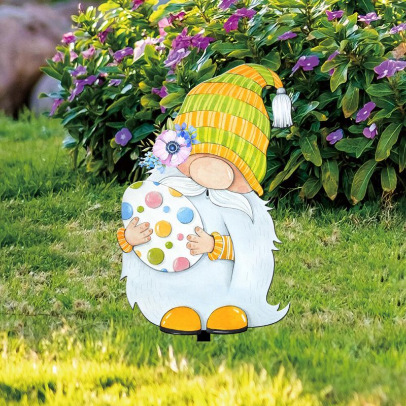 Easter Dwarf Eggs Acrylic Yard Stakes Double-sided Pattern Yard Signs For Outdoor Patio Lawn Decorations 