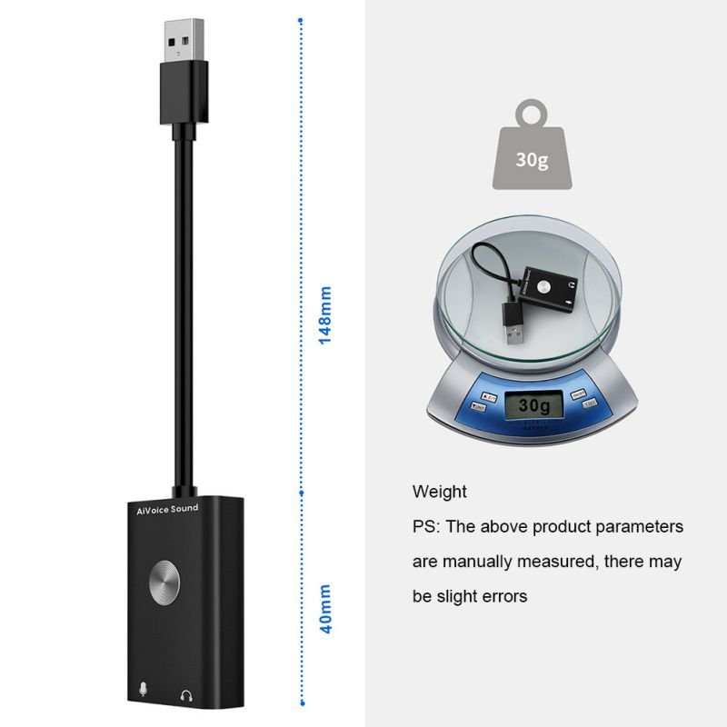 3.5mm Jack Sound Card Intelligent Input AI Intelligent Voice to Text Translator Search Converter Support 24 Languages USB Adapter 