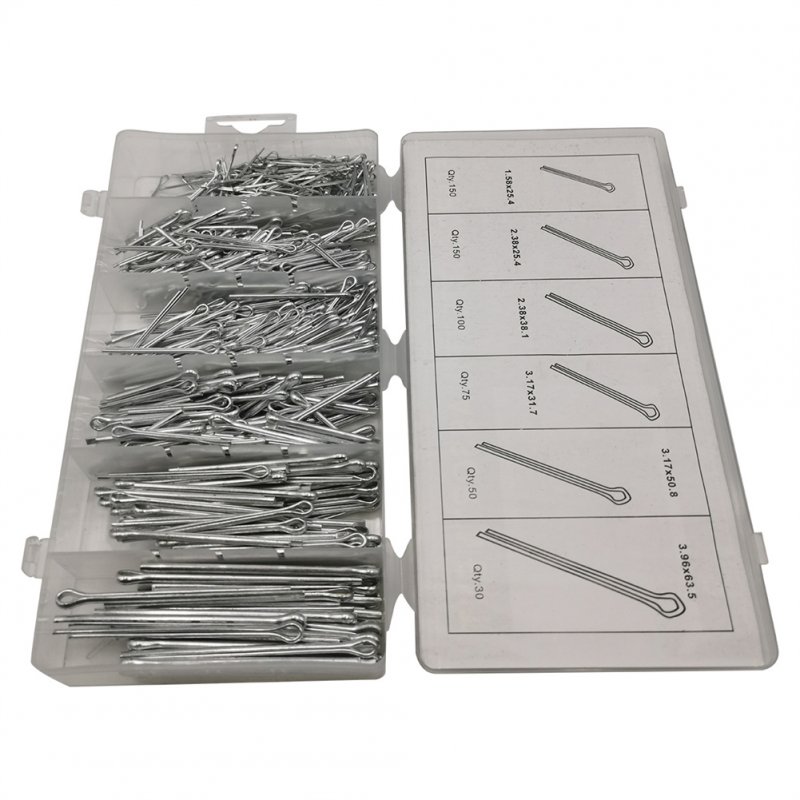 555pcs Cotter Pin Clip Key Fastner Fitting Assortment Kit Spring Steel Hairpin R Clips Tractor Pin For Car 