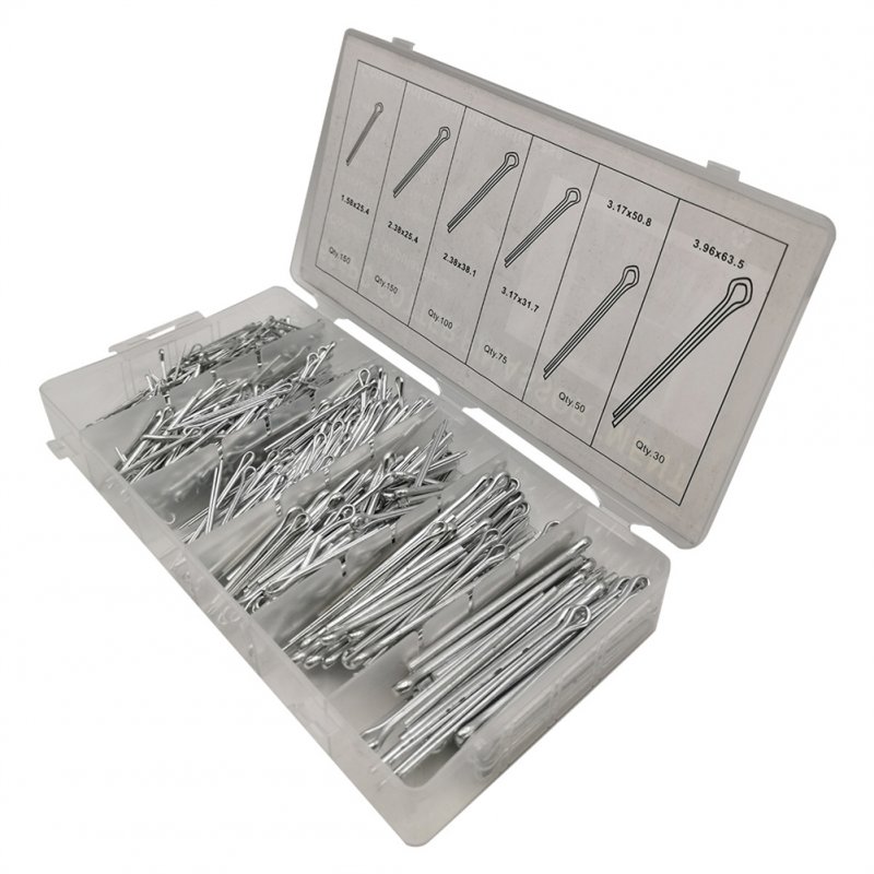 555pcs Cotter Pin Clip Key Fastner Fitting Assortment Kit Spring Steel Hairpin R Clips Tractor Pin For Car 