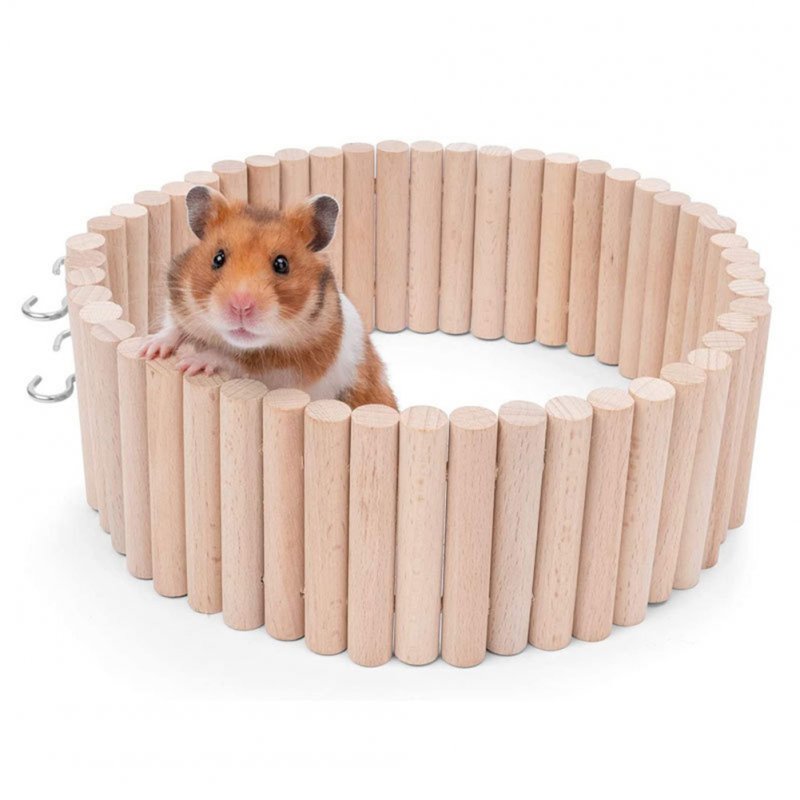 2 In 1 Hamster Wooden Ladder Bridge Exercise Play Chewing Toys Cage Decor Natural Landscaping Supplies 