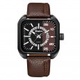 Oulm Men Unique Casual Watch-Coffee Color