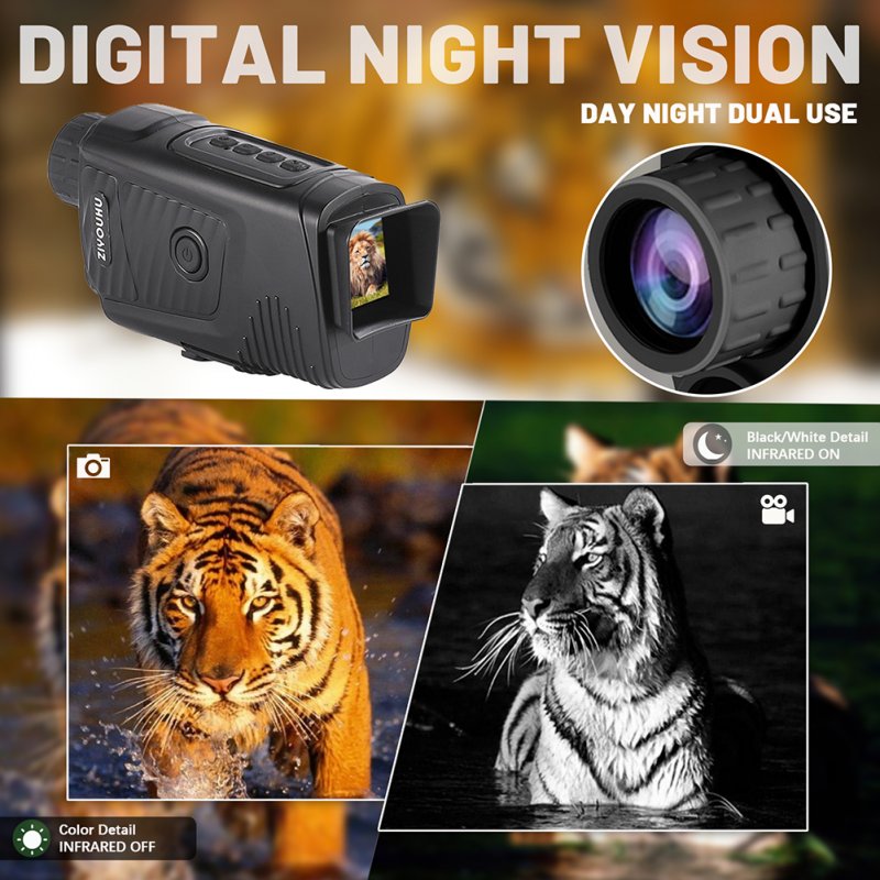 Night Vision Monocular NV007 Built-In Infrared Illuminator 1920x1080 Fhd Video Resolution 7x Digital Zoom 