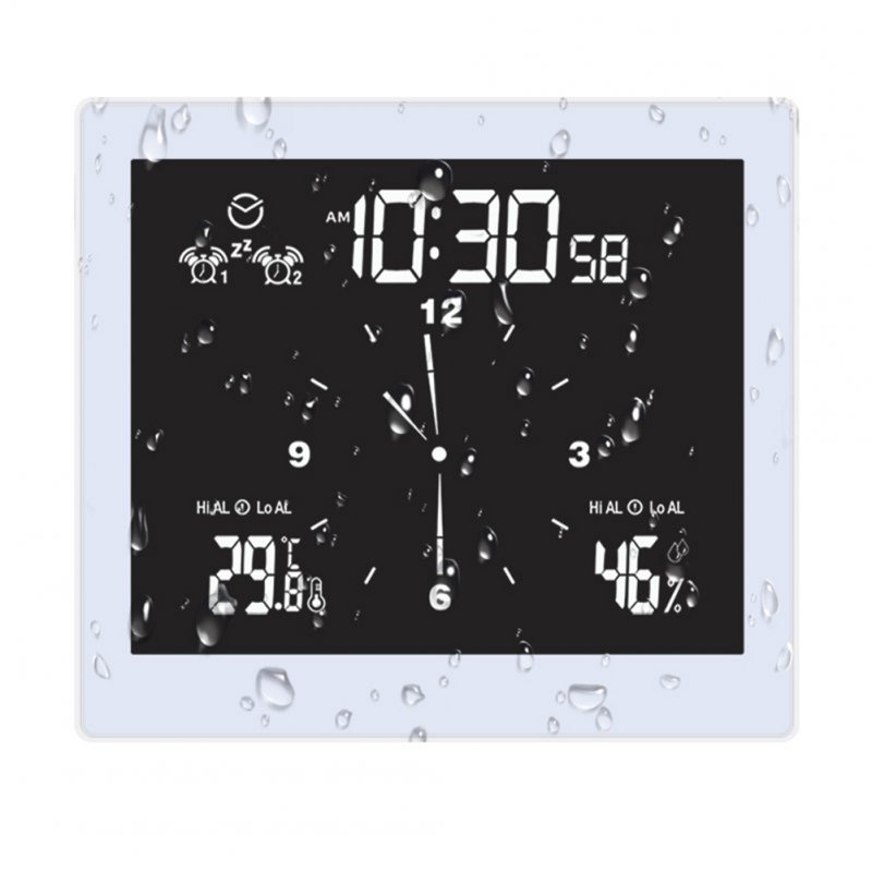 Digital Bathroom  Shower Kitchen Clock Timer Alarm Waterproof Temperature Humidity Clock 