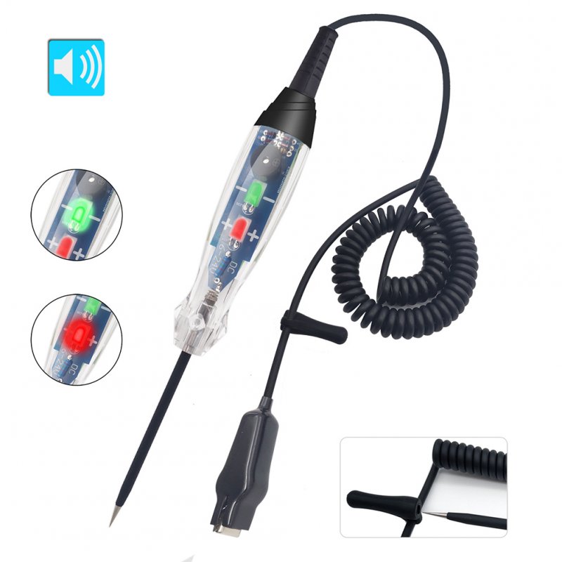 Car Led Circuit Tester Sound Light Alarm Measuring Pen Double Led Indication Light Fault Maintenance Detector 6-24v 