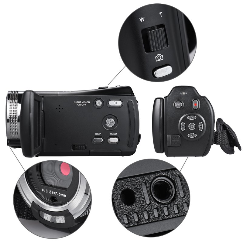 1080P Video Camera Full HD 16X Digital Zoom Recording Camcorder with Night Vision 