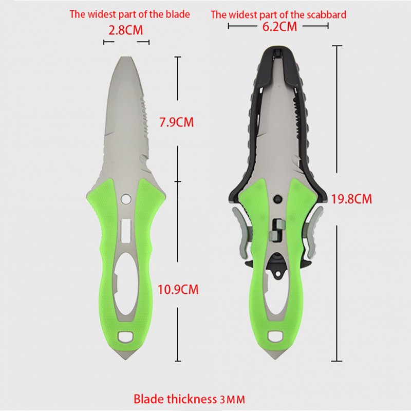 Dive Knife Stainless Steel Blade Double Edged Sharp Knifes With Sheath For Divers Snorkeling Outdoor Hiking 