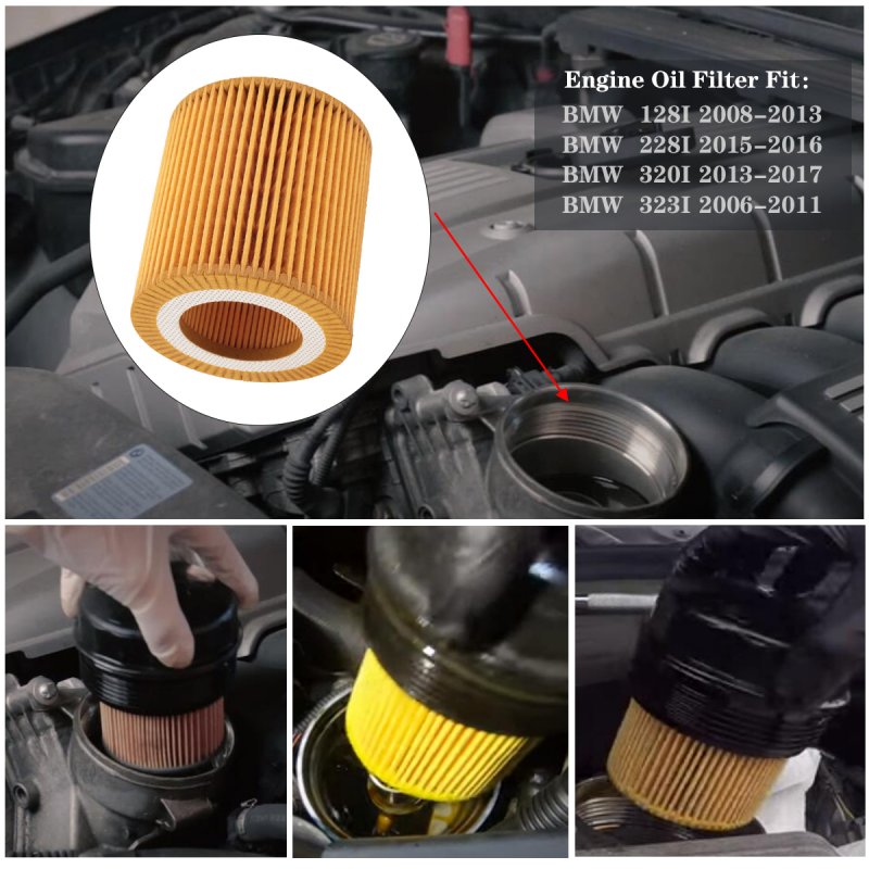 Engine Oil Filter Kit  with 86MM Oil Filter Wrench OE:11427566327 For BMW E60 E82 E88 E92 F06 F10 F22 F30 F32 F34