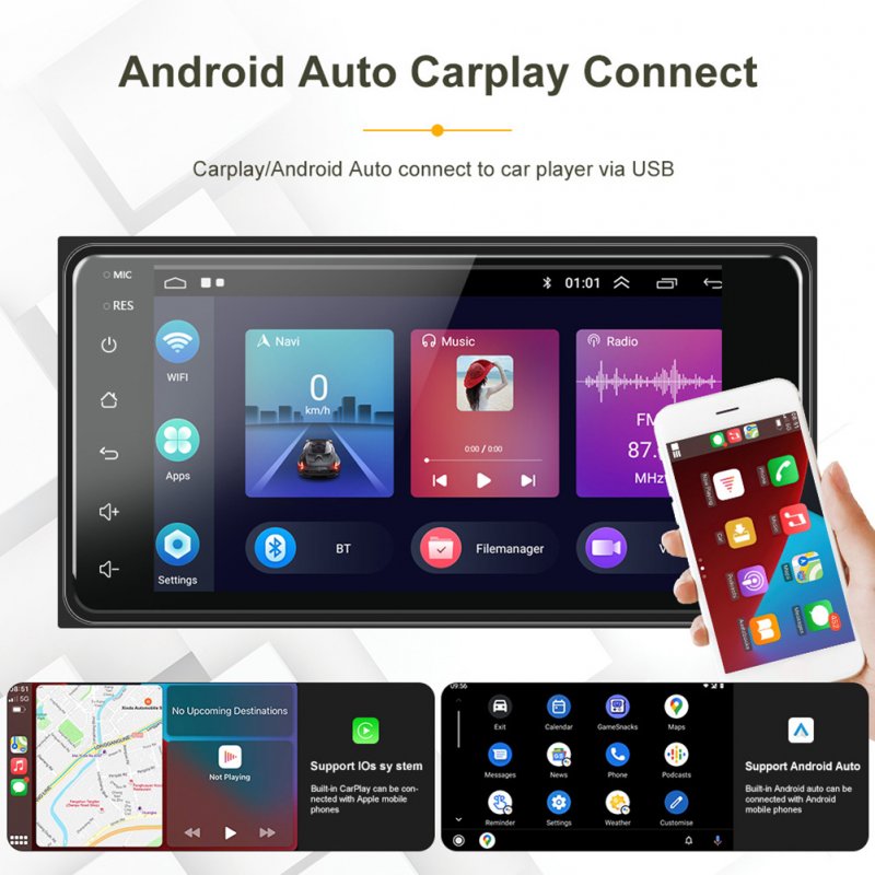 Car Radio Multimedia Video Player 7-inch Android 11 Carplay Navigator Reversing Camera Compatible for Toyota Corolla