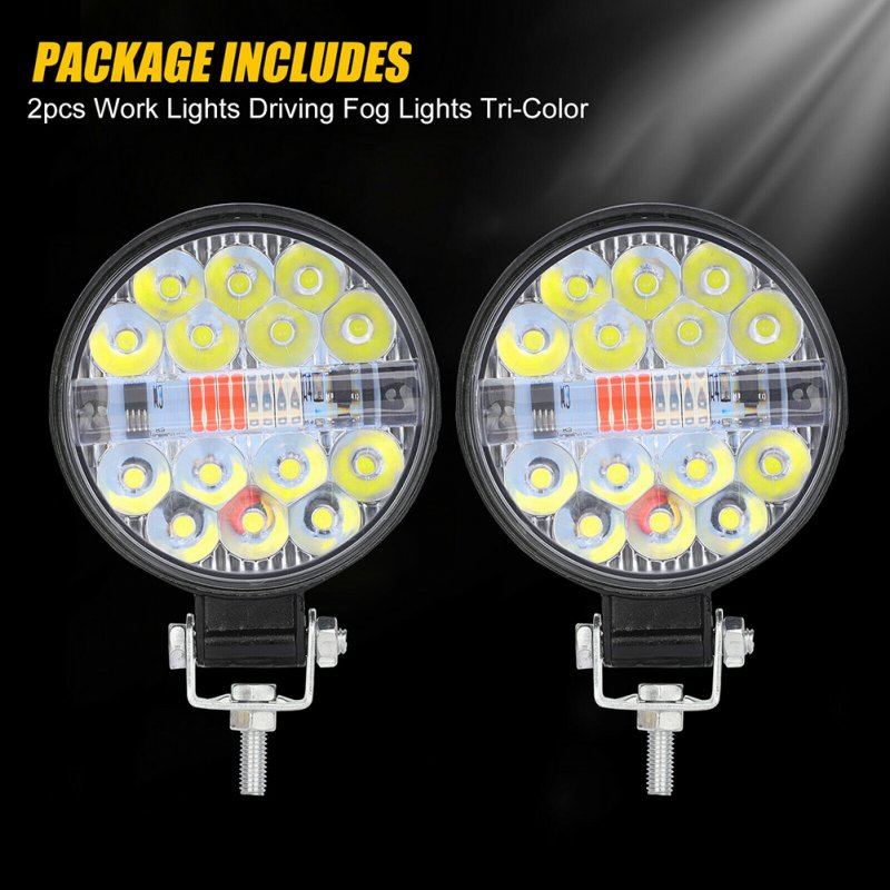 1 Pair Of Aluminum Alloy Car Led  Work  Light Mini Round 22 Lights Off-road Motorcycle Engineering Spotlights 3-color Fog Lamp 