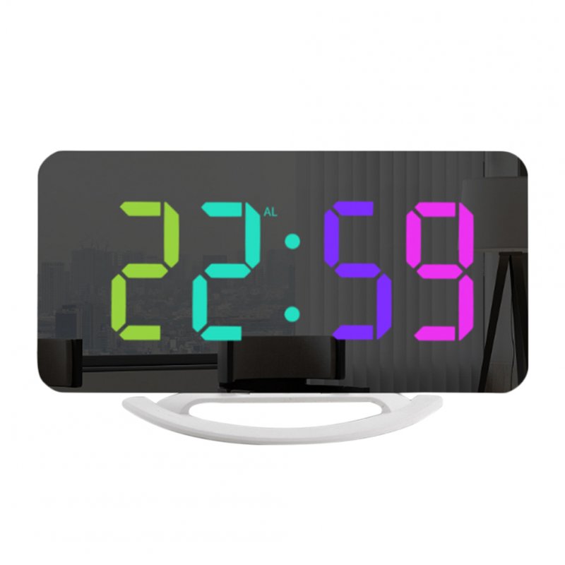 RGB Digital Alarm Clock With 11 Color Modes 3 Level Brightness 2 USB Ports LED Mirror Clock For Bedroom Home Office Desk Decor 