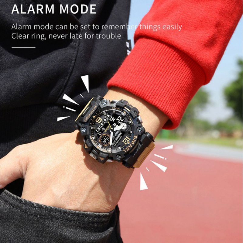 Men Watch Multi-functional 50m Waterproof LED Digital Dual Display Electronic Sports Wrist Watch 8072 