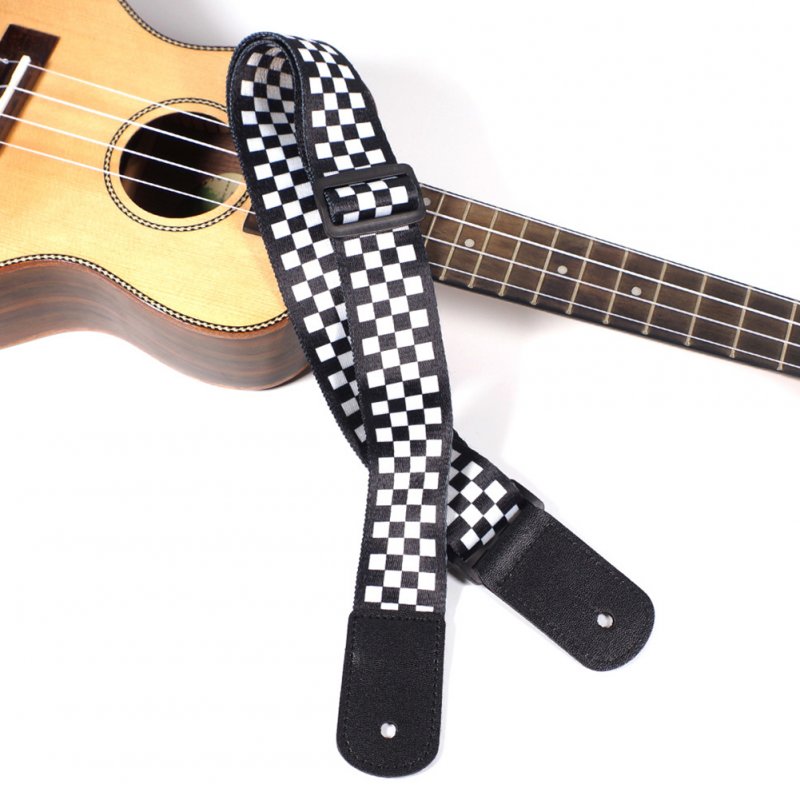 Electric Guitar Strap Black White Plaid Acoustic Guitar Strap Ukulele Bass Strap Guitar Accessories 