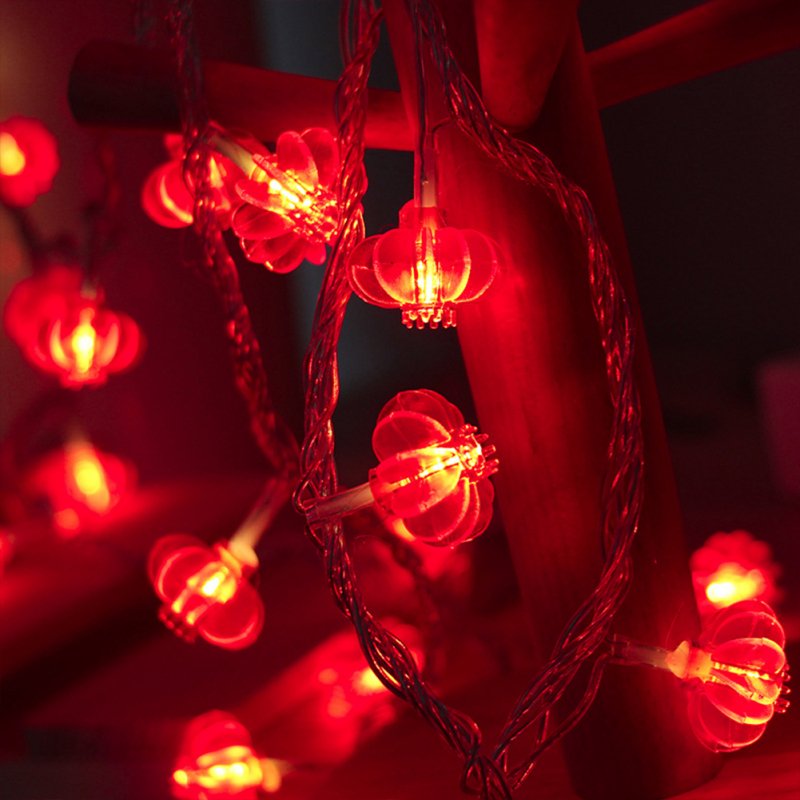 Festive Led  Light  String Water-proof Lamp Beads Chinese Style Elements Pendant Background Decoration For Weddings Restaurants Homes Battery 3 meters 20 lights_Red Chinese knot
