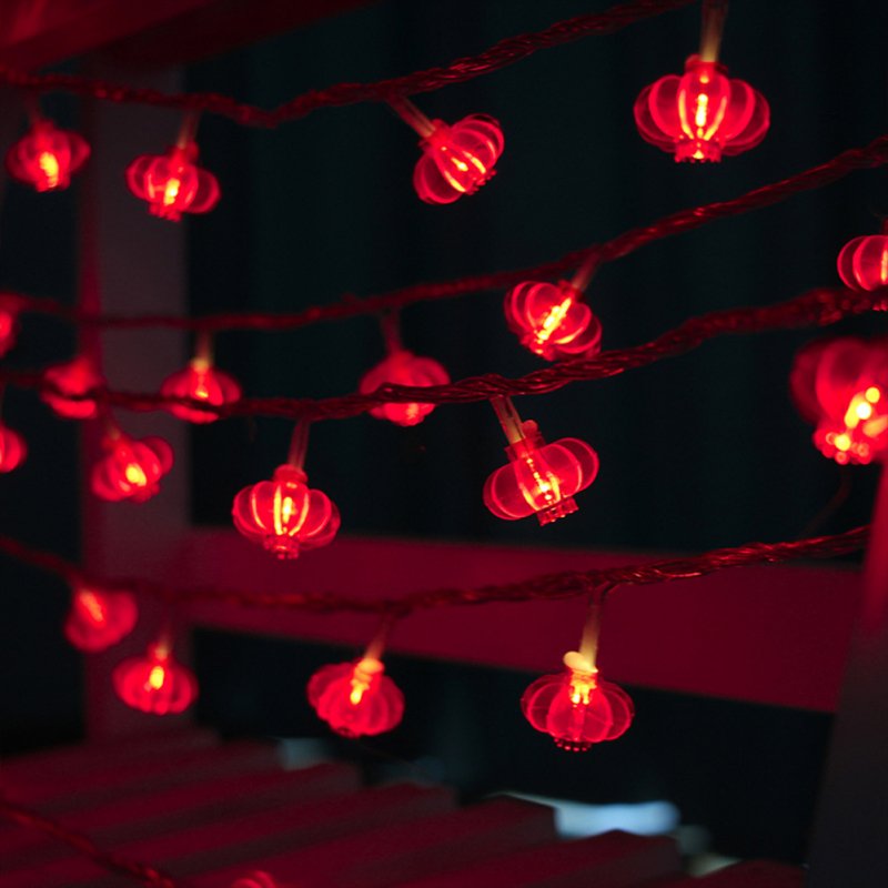 Festive Led  Light  String Water-proof Lamp Beads Chinese Style Elements Pendant Background Decoration For Weddings Restaurants Homes Battery 3 meters 20 lights_Red Chinese knot