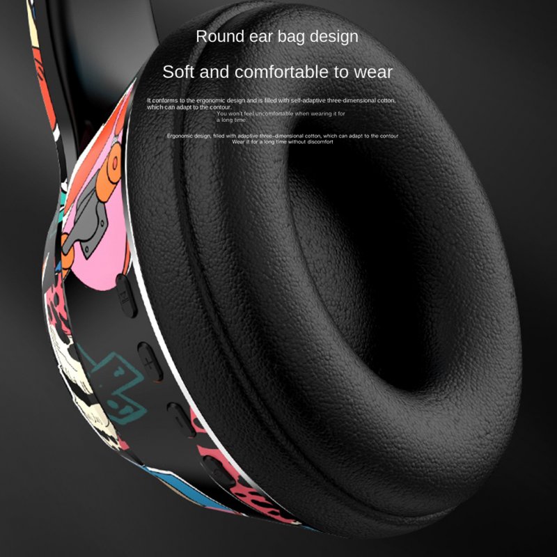 Graffiti Foldable Bluetooth Headphones Wireless Sports Headset Noise Reduction Gaming Earphone 