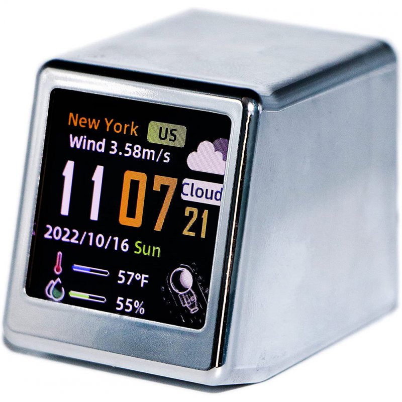 Desktop Clock Smart Weather Station Electronic Thermometer Hygrometer Lcd Digital Display Wifi Clock White
