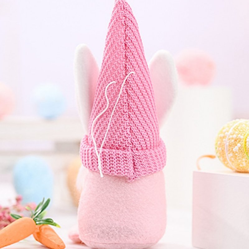 Handmade Plush Easter Bunny Gnome Doll Tabletop Ornament Rabbit Gifts For Easter Holiday Decorations 