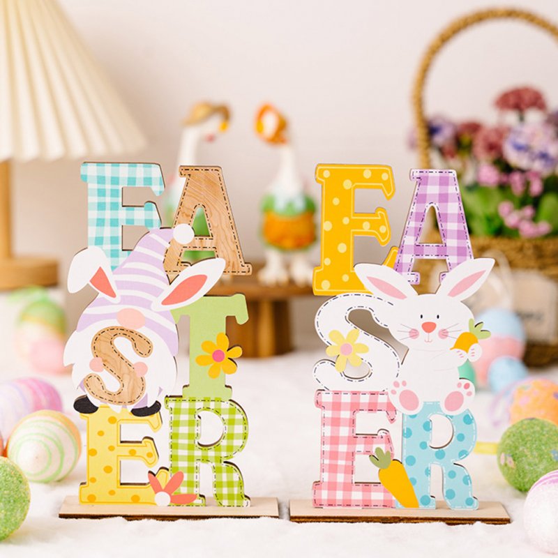 Diy Colorful Letter Wooden Ornament Rabbit Gnomes Easter Decoration Supplies Home Decoration Accessories Gnomes