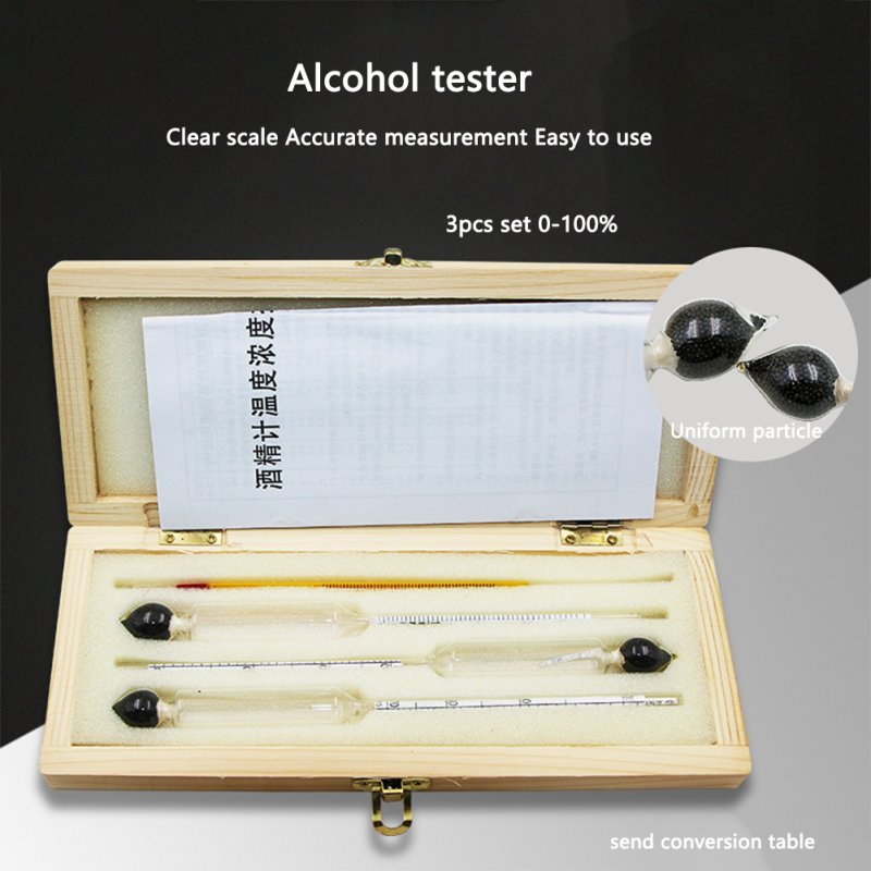 0-100% Alcoholometers with Thermometer Professional Accurate Concentration Meter for Home Brewing Breweries Laboratories