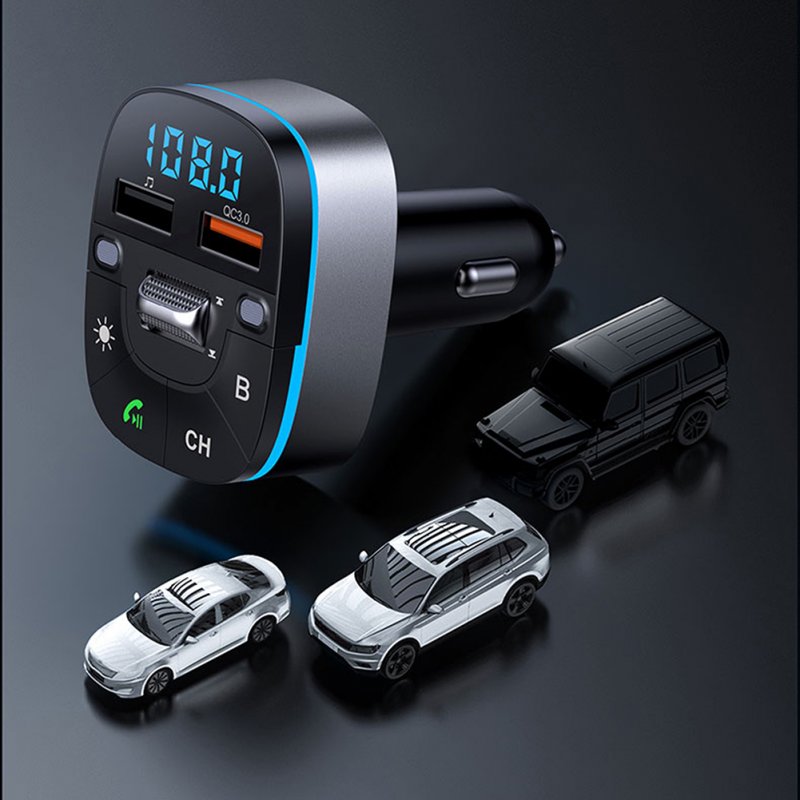 T75 V5.0 FM Transmitter For Car Wireless Adapter Cigarette Lighter Radio Music Player QC3.0 Fast Charger Hands-Free Kit 