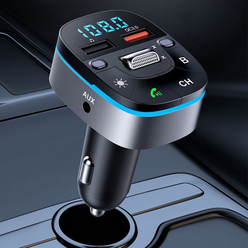 T75 V5.0 FM Transmitter For Car Wireless Adapter Cigarette Lighter Radio Music Player QC3.0 Fast Charger Hands-Free Kit 