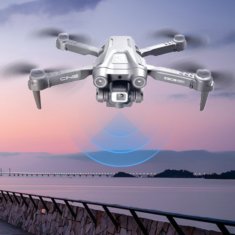 RC Aircraft 4k Obstacle Avoidance 360-Degree Rollover Optical Flow Dual Camera 4-Shaft RC Drone Gray 2 Battery