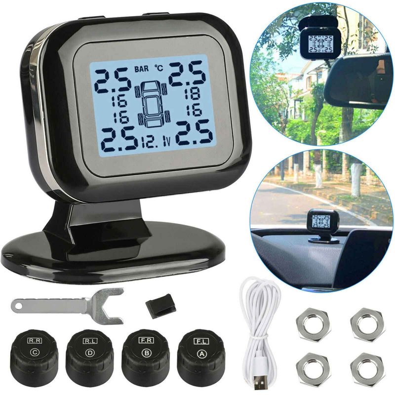 Tire Pressure Monitoring System Wireless Tpms Monitor System Real-Time Display Pressure Temperature 