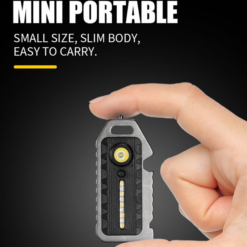 Led Mini Keychain Light Portable High-brightness Cob Flashlight Work Light Outdoor Camping Lamp 