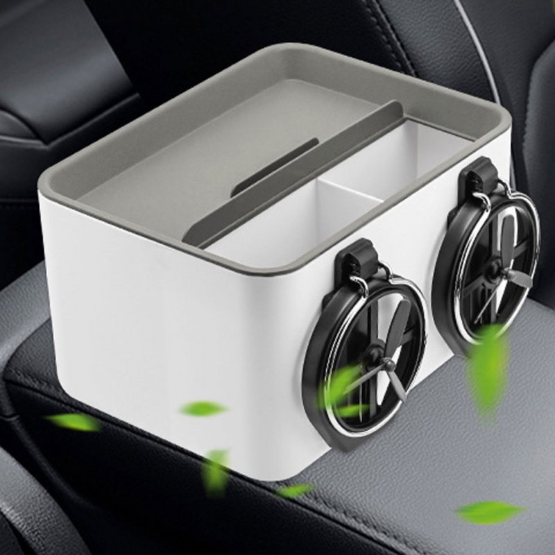 Car Tissue Box Armrest Water Cup Holder Phone Holder Adjustable Strap Storage Box Grey