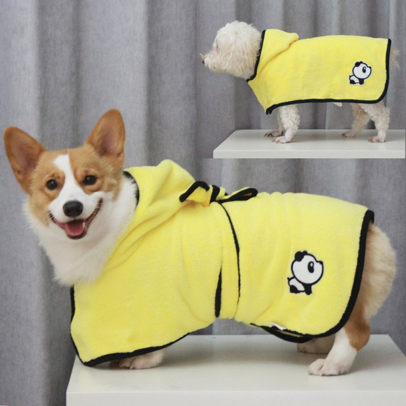 Super Absorbent Pet Bathrobe Soft Adjustable Fast Drying Dog Cat Bathrobe Towel Clothes Coral Velvet Comfortable Soft Towel Yellow_M