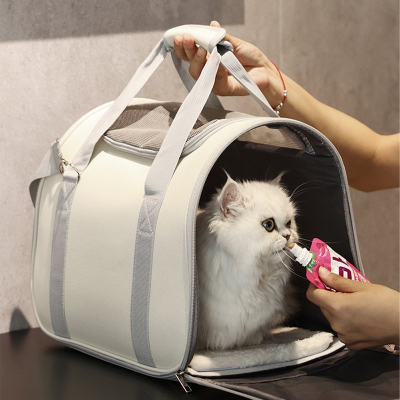 Portable Carrier Bags Breathable Foldable Large Capacity Oxford Cloth Pet Carriers For Outdoor Travel (42 x 24 x 30cm) beige breathable shoulder bag