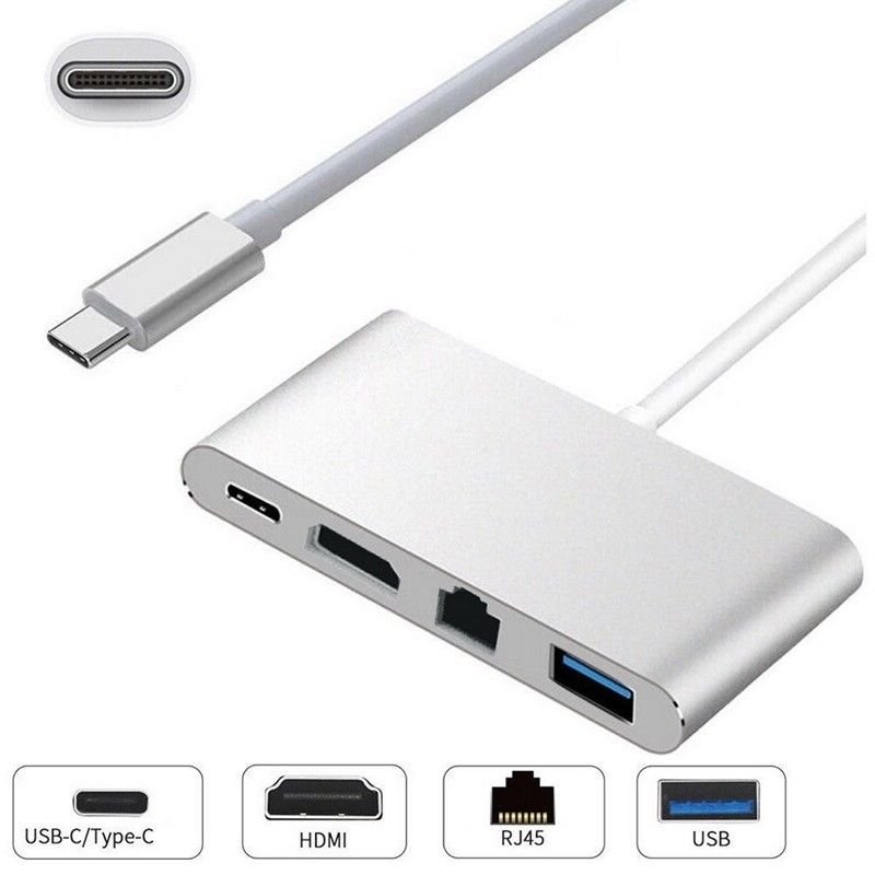 USB C to HDMI 4K+ RJ45 Gigabit Ethernet+ USB 3.1 Type C Hub Adapte  