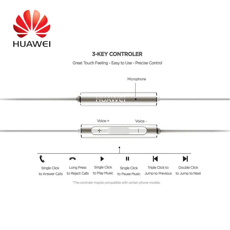 For HUAWEI P7 P8 P9 Lite P10 Plus Honor 5X 6X Mate 7 8 9 Huawei Honor AM116 Earphone Metal With Mic Volume Control  