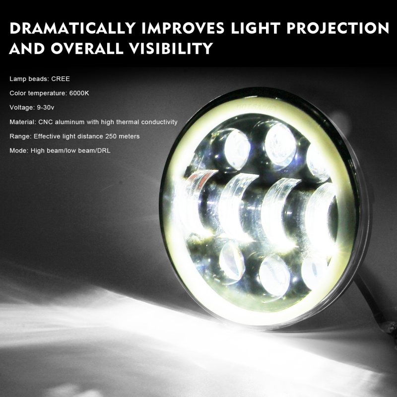 Motorcycles headlight 5.75" Round LED Projection Headlight for Motorcycle 