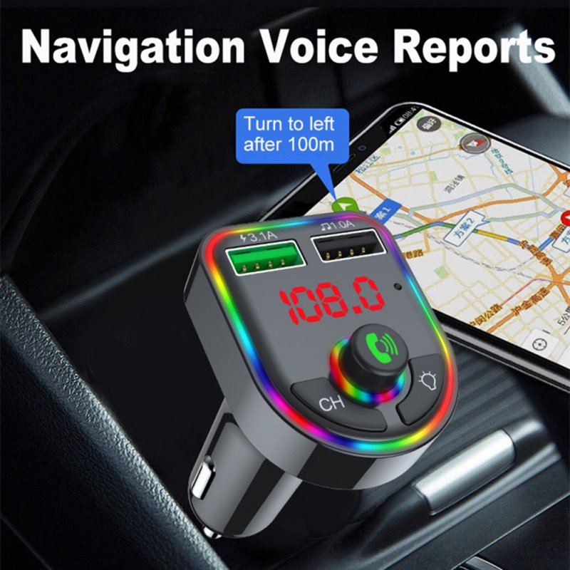 Car Durable Mp3  Player Bluetooth-compatible Fm Transmitter Intelligent Noise Reduction Wireless Hands-free Audio Receiver 