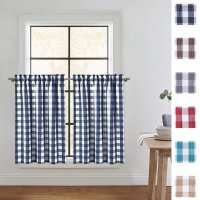 US BUFFALO 2PCS Buffalo Check Rod Pocket Window Curtain Home Decor Window Treatments Small Window Curtains Set