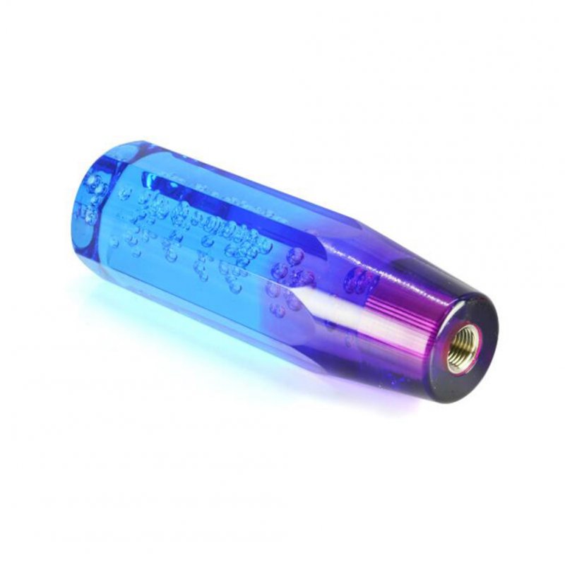 Universal Car Gear Shift Knob Stick Crystal Bubble Gear Shifter with Thread Adapter Blue and purple_15CM