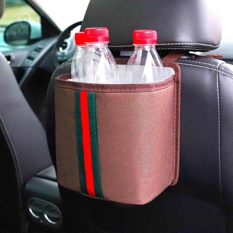 brown green stripe Storage Pouch Seat Back Po