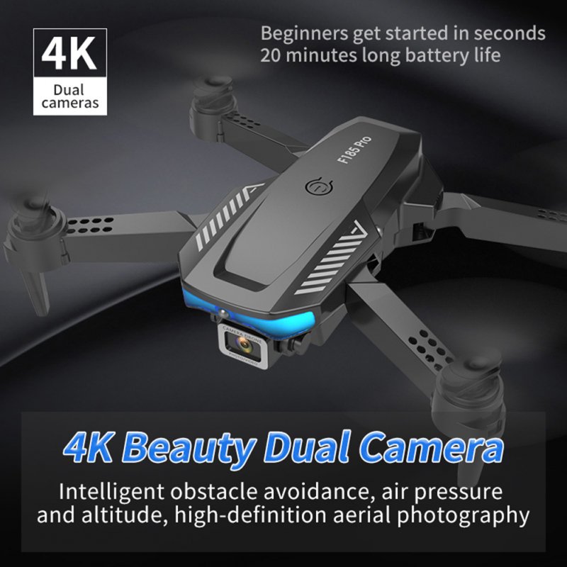 F185 Aerial Photography Drone Automatic Aircraft HD RC Aircraft Blue Dual Lens 4K 2 Batteries
