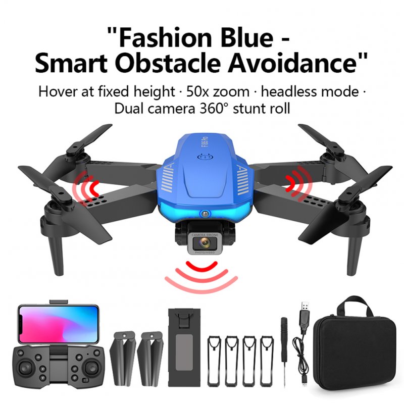 F185 Aerial Photography Drone Automatic Aircraft HD RC Aircraft Blue Dual Lens 4K 2 Batteries