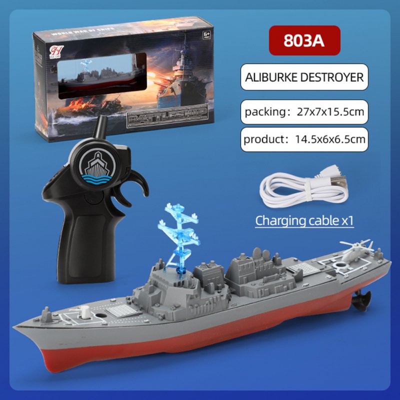2.4g Remote Control Ship Simulation High-speed Warship Electric Mini Battleship Water Toy For Kids Gifts 