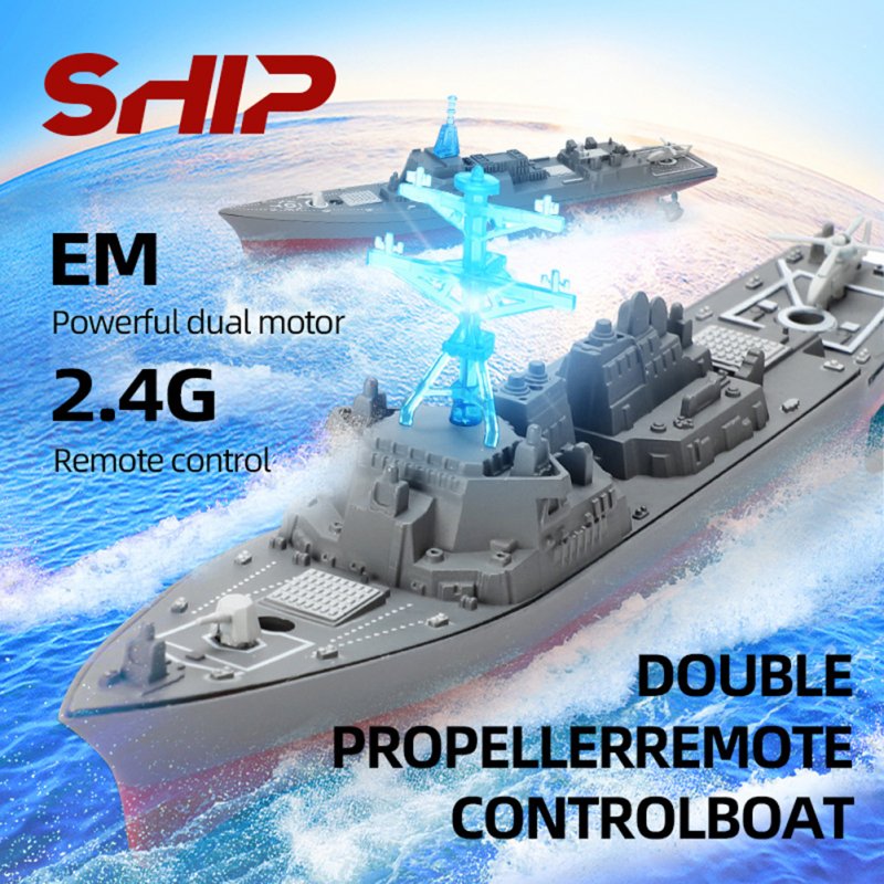 2.4g Remote Control Ship Simulation High-speed Warship Electric Mini Battleship Water Toy For Kids Gifts 