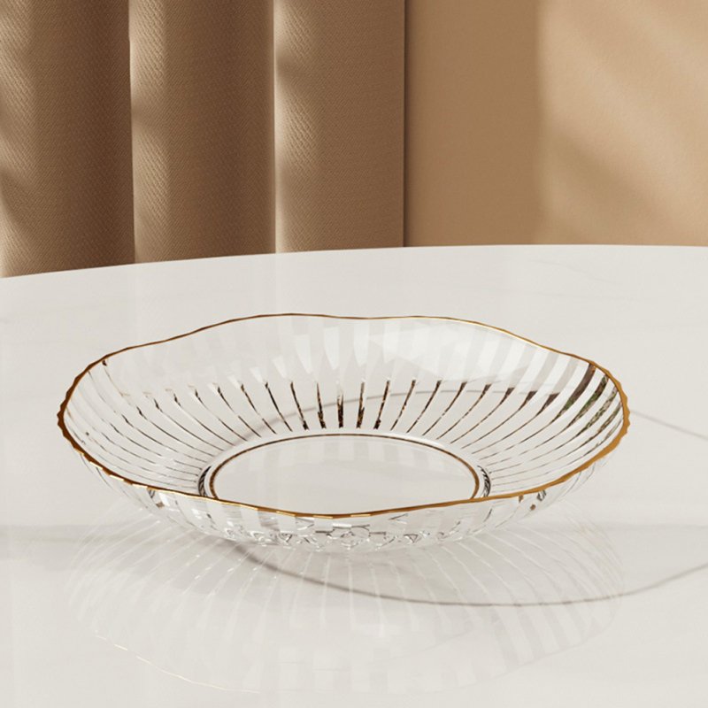 8pcs Serving Plate Bowls Gold Rim Transparent Tray For Weddings Upscale Parties Dessert Table Cupcakes 