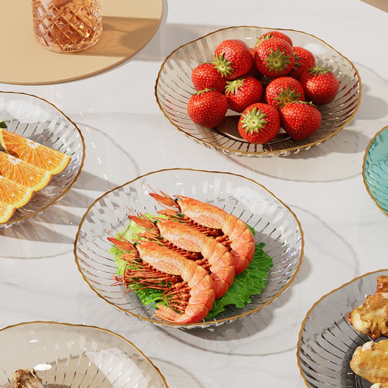 8pcs Serving Plate Bowls Gold Rim Transparent Tray For Weddings Upscale Parties Dessert Table Cupcakes 