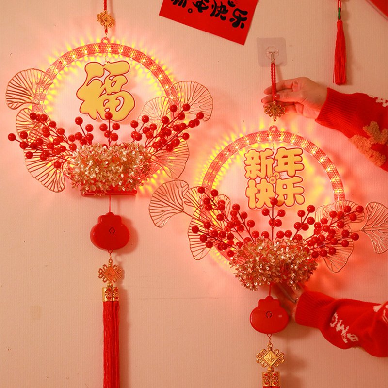 Chinese Hanging Decor Lunar New Year With Light Chinese Spring Festival Ornament For Home Wall Door Window Spring Festival Decorations 