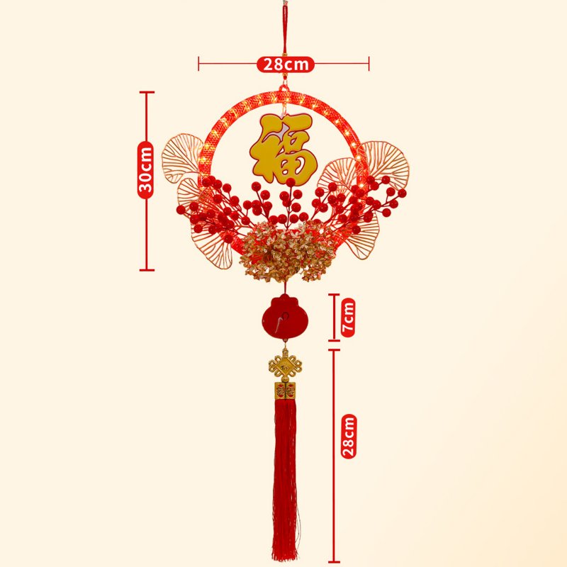 Chinese Hanging Decor Lunar New Year With Light Chinese Spring Festival Ornament For Home Wall Door Window Spring Festival Decorations 