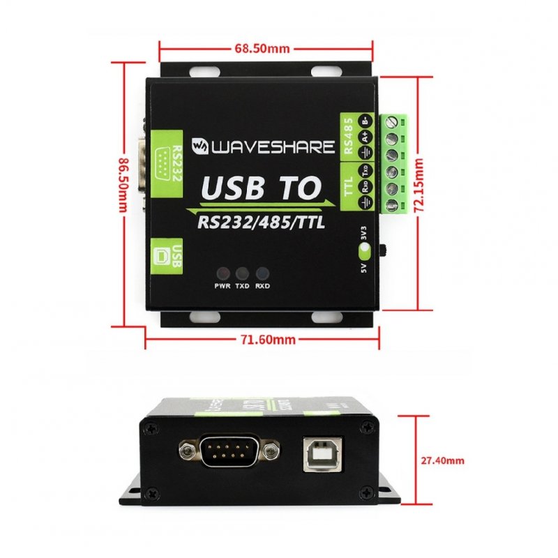 Usb to Rs232/rs485/ttl Uart Communication Module Serial Port Bidirectional Industrial Isolation Converter