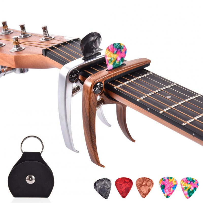 Guitar Capo for Acoustic and Electric Guitars Bass Ukulele Mandolin Banjo with Picks and Picks Holder  