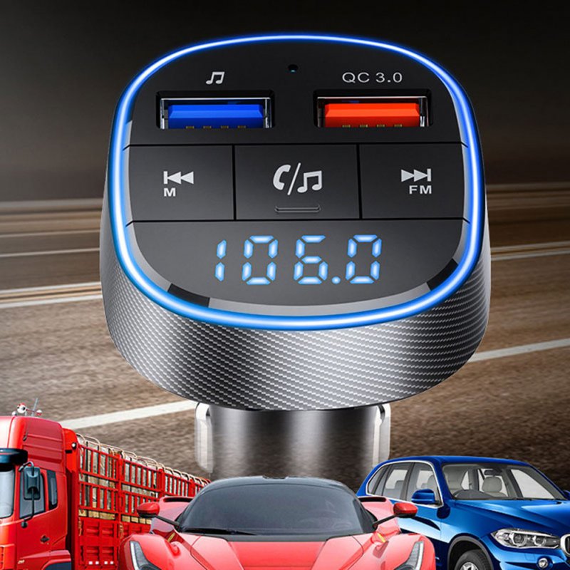 BC57 Car Cigarette Lighter Bluetooth-compatible Multi-functional Fm Transmitter Qc3.0 Fast Charge Mp3 Player Adapter 